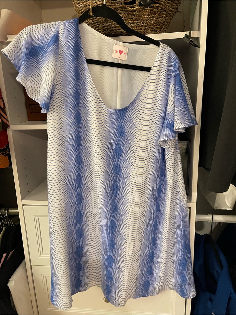 Buddy Love Blue and White Printed Midi Dress